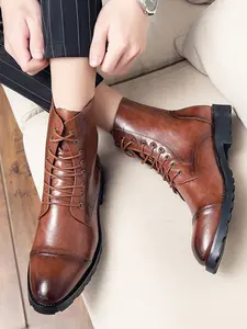 Men's Business Formal Lace Up Dress Boots, Pointed Toe Fashion Boots for Work Office, Male All-match Commuter Shoes for Daily Wear, Business Ankle Boots