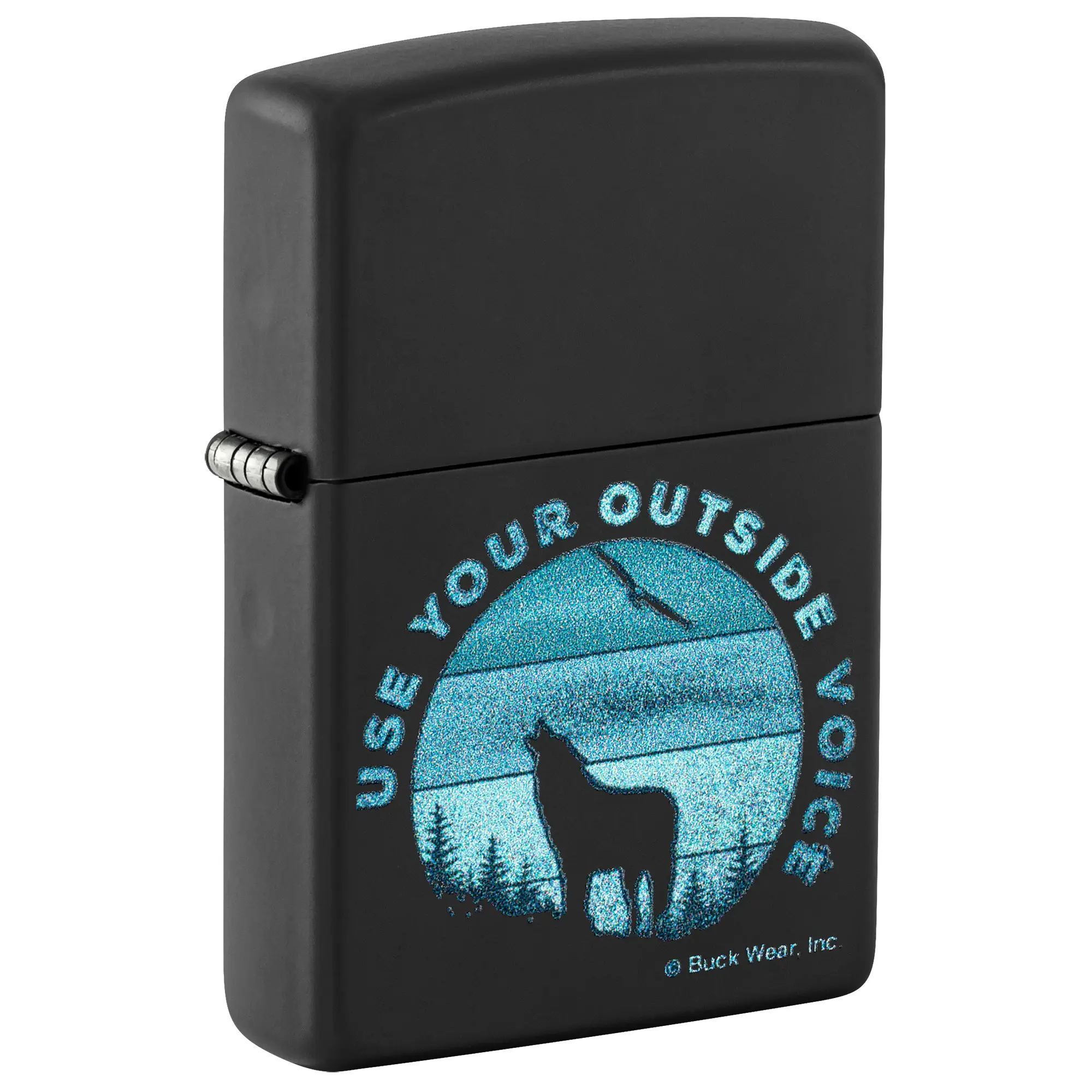 Zippo Buck Wear Use Your Outside Voice Design Black Matte Pocket Lighter - Made in USA - Unfilled (fuel sold separately)