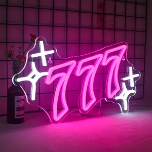 Led 777 Number Neon Sign, USB Powered Neon Sign Light, Decorative Neon Light, Wall Mounted Neon Sign for Supermarkets, Clubs, Game Halls, Home Wall Decoration, Led Neon Lights