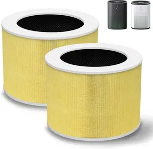 HY1800 Upgraded Replacement Filter Compatible with Loytio/AYAFATO/Honeyuan/IOIOW/CHIVALZ and MORENTO HY1800 Air Purifier, 3-in-1 H13 Grade True HEPA Upgraded Activated Carbon Filter, Yellow 2 Pack