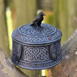 Celtic Raven Round Lid Box
