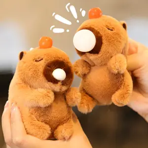 Plush Capybara Keychain, Bubble Blowing Capybara, Capybara with Pull-String Tail, Squeaky Funny Toy