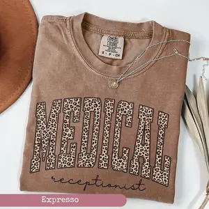 Comfort Colors Leopard Medical Receptionist Shirt, Medical Receptionist Shirt, Assistant Gifts, Nurse Appreciation Graphic Tees, Gifts For Receptionist