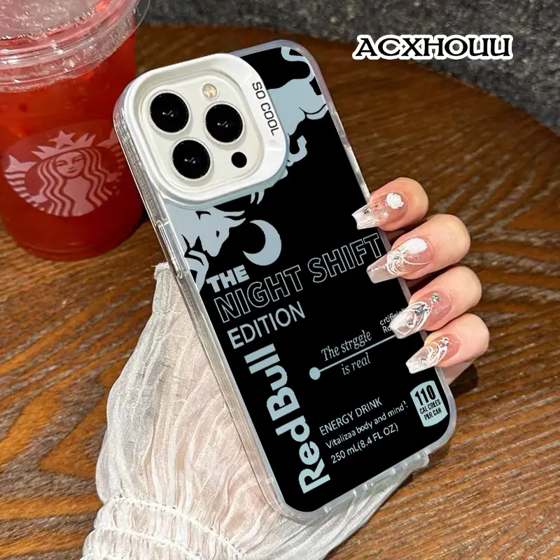 Metallic Silver TPU Handheld Cellphone Casing - Bull Night Shift Colorful Fashion Design, Scratch-Resistant Soft Silicone Shell Phone Accessory for iPhone 17/16 E Pro Max/15 Plus/14/13/12/11/XR/XS Devices