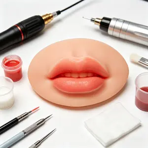 Silicone Lip Practice Mold, Semi-Permanent Lip Blushing Training Model, Reusable Lip Tattooing Tool for Beginners, Realistic Cosmetic Lip Makeup Trainer