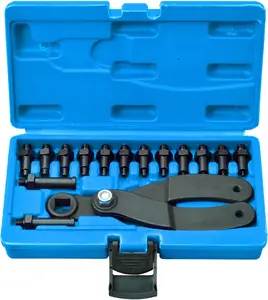15Pc Universal Camshaft Pulley Holder Tool Kit – Adjustable Variable Pin Spanner Wrench & Fan Clutch Pulley Holder with Pins