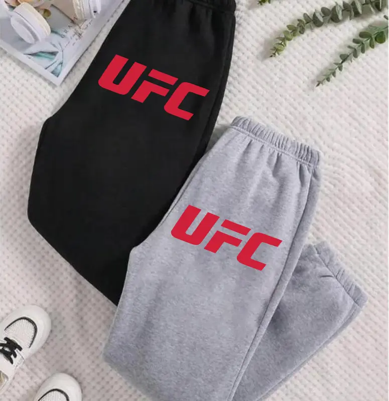 Mens Black UFC Red Logo Sweatpants, MMA Fight Gear, Official UFC Apparel, Gift For Fight Fans And Sports Sweatpants