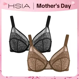 HSIA Enchante Unlined Floral Lace Underwire Plus Size No Padding Full Coverage Bra Set 2 Pack Womenswear