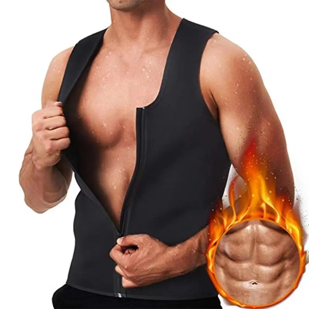 Men's High Compression Shapewear Top, Neoprene Sports Vest with Zipper for Tummy Control, Waist Trainer for Workout & Fitness, Fitness Vest Top, High Compression Shapewear Tops