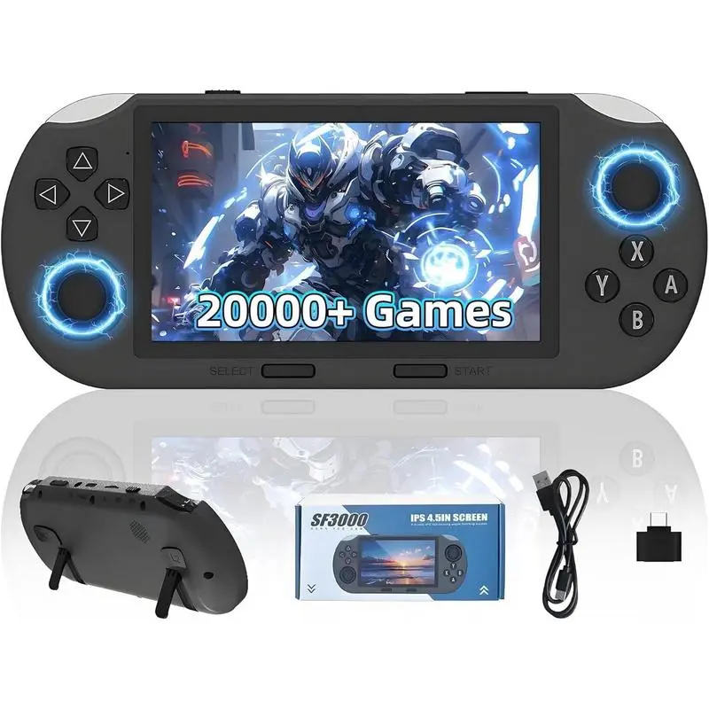 Sf3000 Retro Game Console 64GB, Portable Handheld Video Gaming Machine, 4.5 Inch IPS HD Screen, TV Output Support, Perfect Gift Idea, Handheld Game Consoles