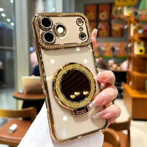 New Creative Makeup Mirror Stand Phone Case, Compatible with iPhone 17 16 15 14 13 12 11 Pro Max Air, Anti-Drop Protective Cover, Vanity Accessory, Fashion Phone Accessory, Modern Phone Stand, Shockproof Case, High-Quality Protective Cover, Multi