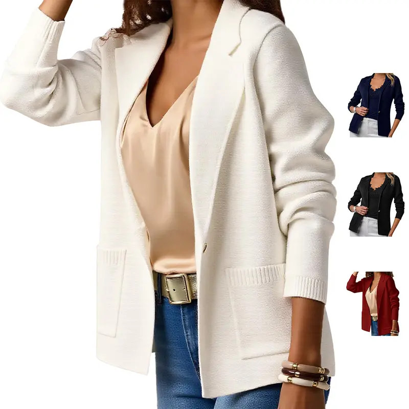 Womens Casual Sweater Blazers Open Front Long Sleeve Work Office Suit Knit Jackets Blazer #TikTokShopJumpstartSale Soft Fit Style Slim Womenswear Fabrics