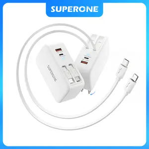 SUPERONE Folding 4-in-1 Port USB C Charger Block with Plug - Fast Charging USB C & Apple Cables, Protection for iPhone 17/16/15/14/13/12/11 Series, Pad, Samsung Pixel Devices, Retractable Cellphone Wall Charger summerwins