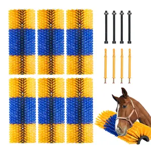 【fathersdaygift】VEVOR Livestock Scratching Brush, 6 Pcs Horse Brush with 12 Screws, 20 x 7.5 in Cow Scratcher, for Back Itch Relief & Keep Cleaning, Grooming & Scratching Post Brush for Horse, Pig, Cattle Supplies