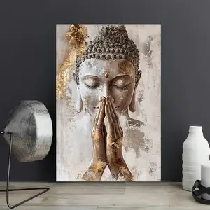 Frameless Meditation Posture Serenity Buddha Canvas Print Poster Modern Minimalist Style Wall Art Decoration for Living Room Bedroom Office Dining Room Artwork