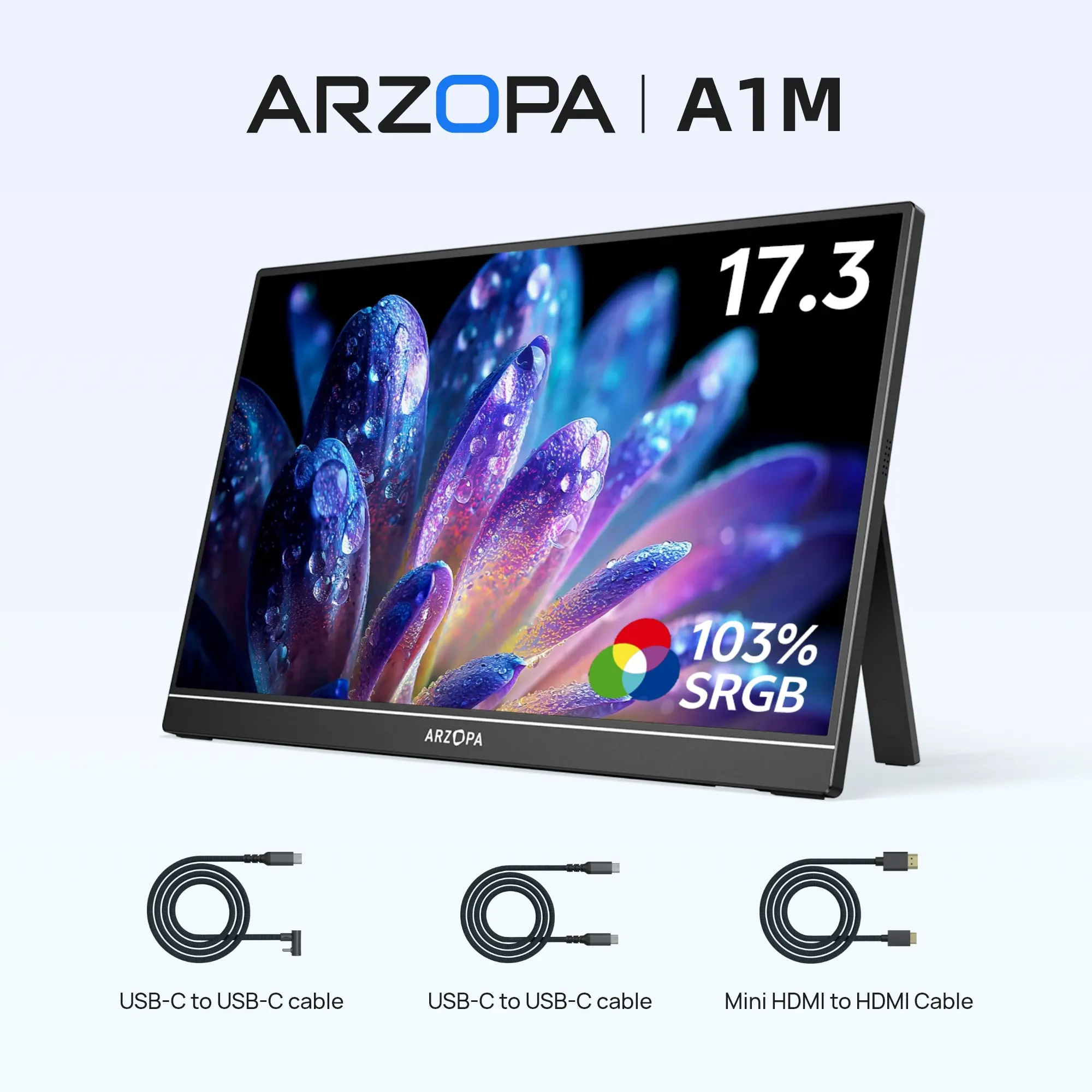 ARZOPA 16.1'‘/17.3'' 60Hz Portable Monitor| 103% sRGB FHD 1080P| Laptop Second Screen| External Screen for PC/Mac/Xbox/Switch/PS5|IPS Display| Computer Display| HDR External Screen| Game| Workfromhom