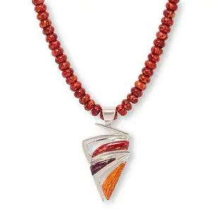Mine Finds by Jay King Multicolored Spiny Oyster Shell Pendant with Bead Necklace