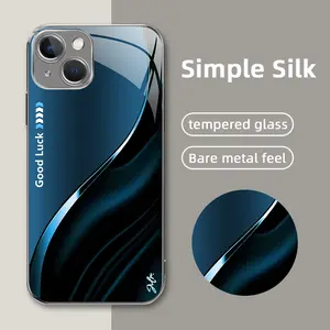 Suitable for [iPhone 13] High-end simple silk electroplated metal glass mobile phone case, affordable, fully shockproof, drop-proof, wear-resistant-888