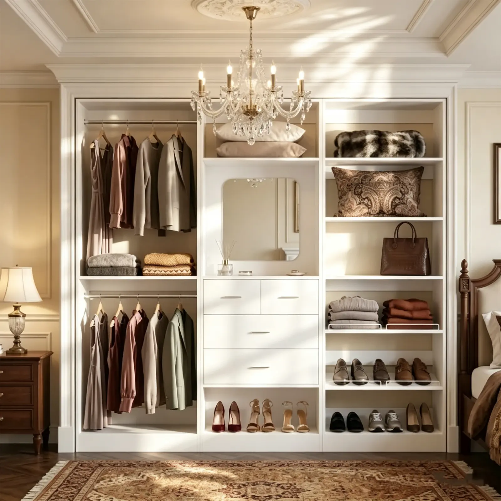 Unikito 75" Modular Closet System With Mirror, Drawers, Storage Shelves and Hanging Rod, Heavy Duty Large Bedroom Wardrobe For Dressing Room