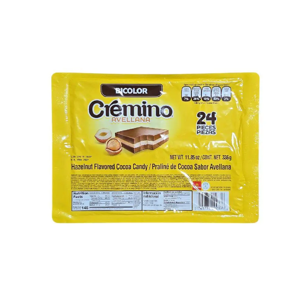 Cremino Avellana Bicolor Hazelnut Flavored Cocoa Candy 24 pieces Net wt 11.85-oz Chocolate Snack Sweet
