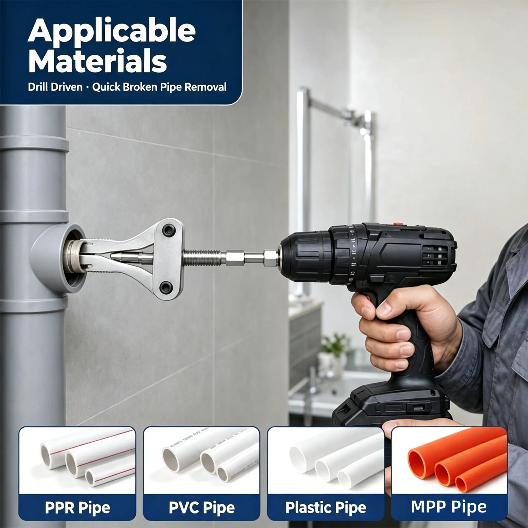 [Back to School]1/2 PCS Broken Pipe Thread Extractor, Universal 1/2" 3/4" 1" Pipe Nipple Remover, Drill Powered Broken Thread Removal Tool for Rusty Faucet & Pipe-MM1