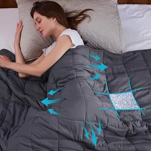 Weighted Blanket for Adults Cooling Heavy Blanket for Sleeping Perfect for 190-210 lbs, Queen Size Breathable Blanket with Premium Glass Bead, Machine Washable