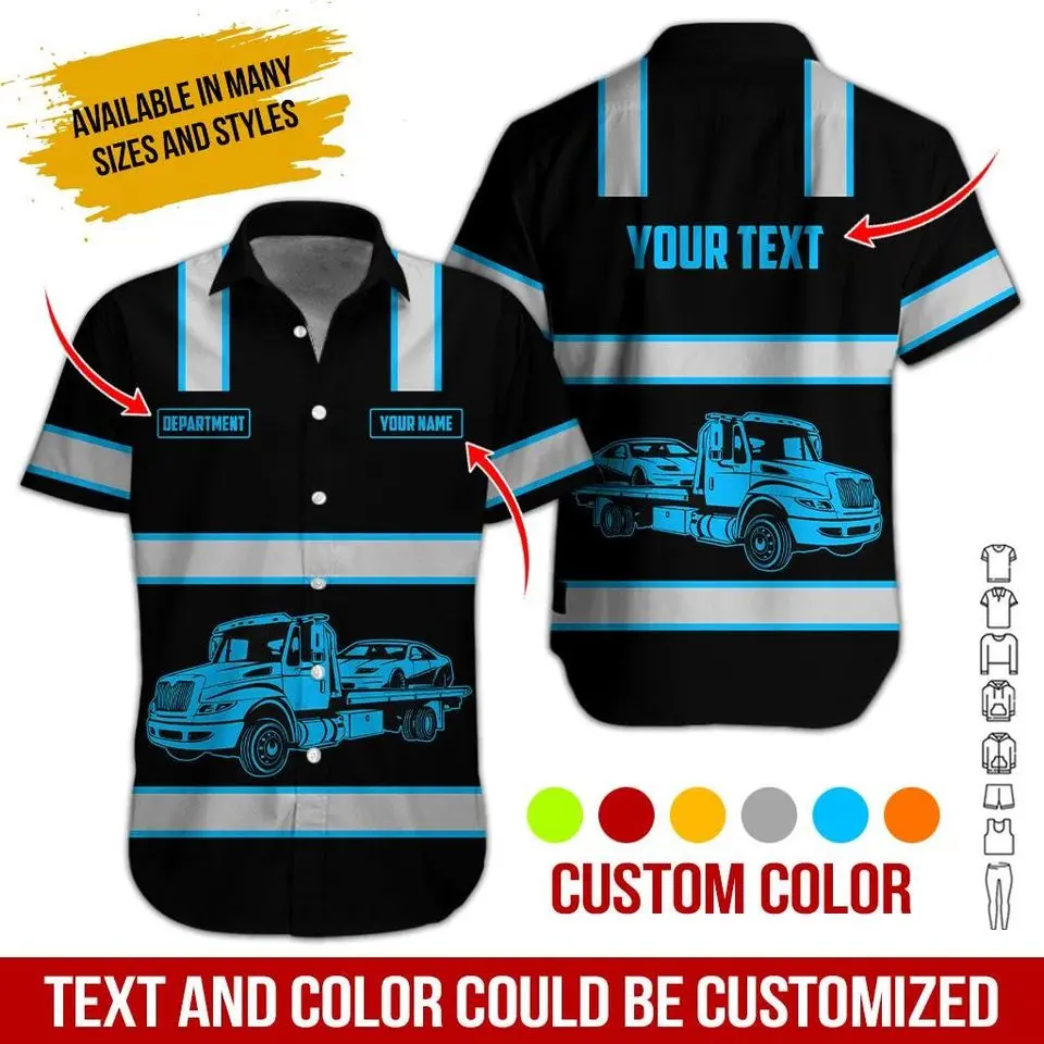 Custom Tow Truck Work Shirt: Reflective Short Sleeve Uniform