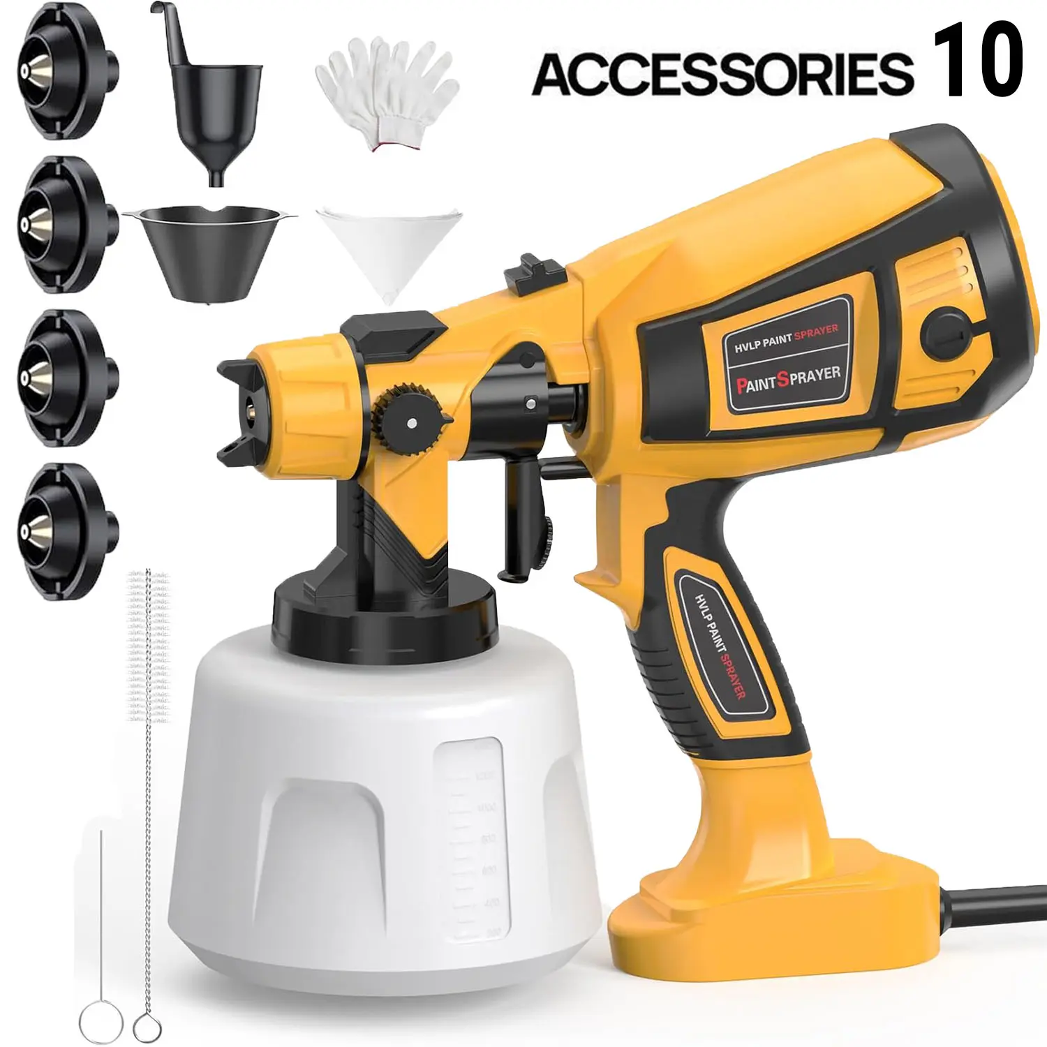 1000W HVLP High-Efficiency Electric Airless Handheld Sprayer Kit, Spray Guns (200W & Above) with 4 Nozzles, Flexible Spraying, Adjustable Flow Rate, Detachable Container, Handles Furniture, Walls, Epoxy Floor, Airless Paint Sprayer