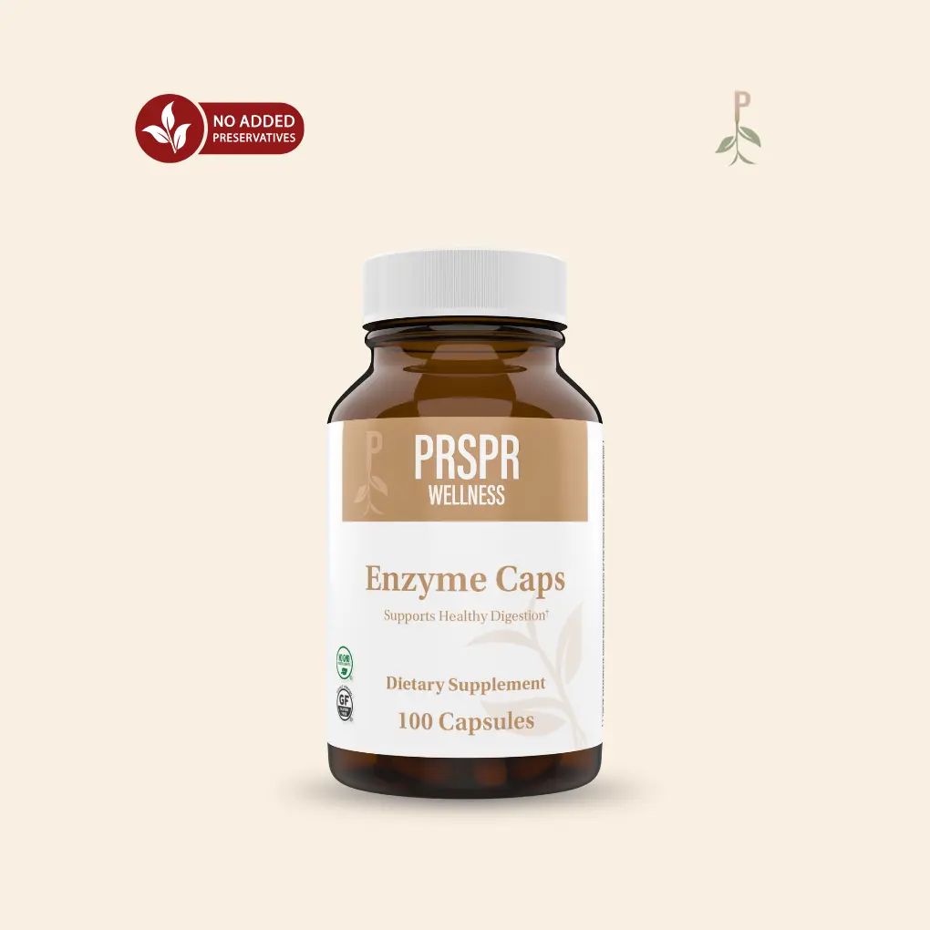 PRSPR Wellness Organic Digestive Enzyme Capsules - 100 Caps, with Betaine HCL, Ox Bile, Sugar Free, Gluten Free, Natural Dietary Supplement for Body Health, Bloated Stomach Relief, Supports Digestion, Gut Support