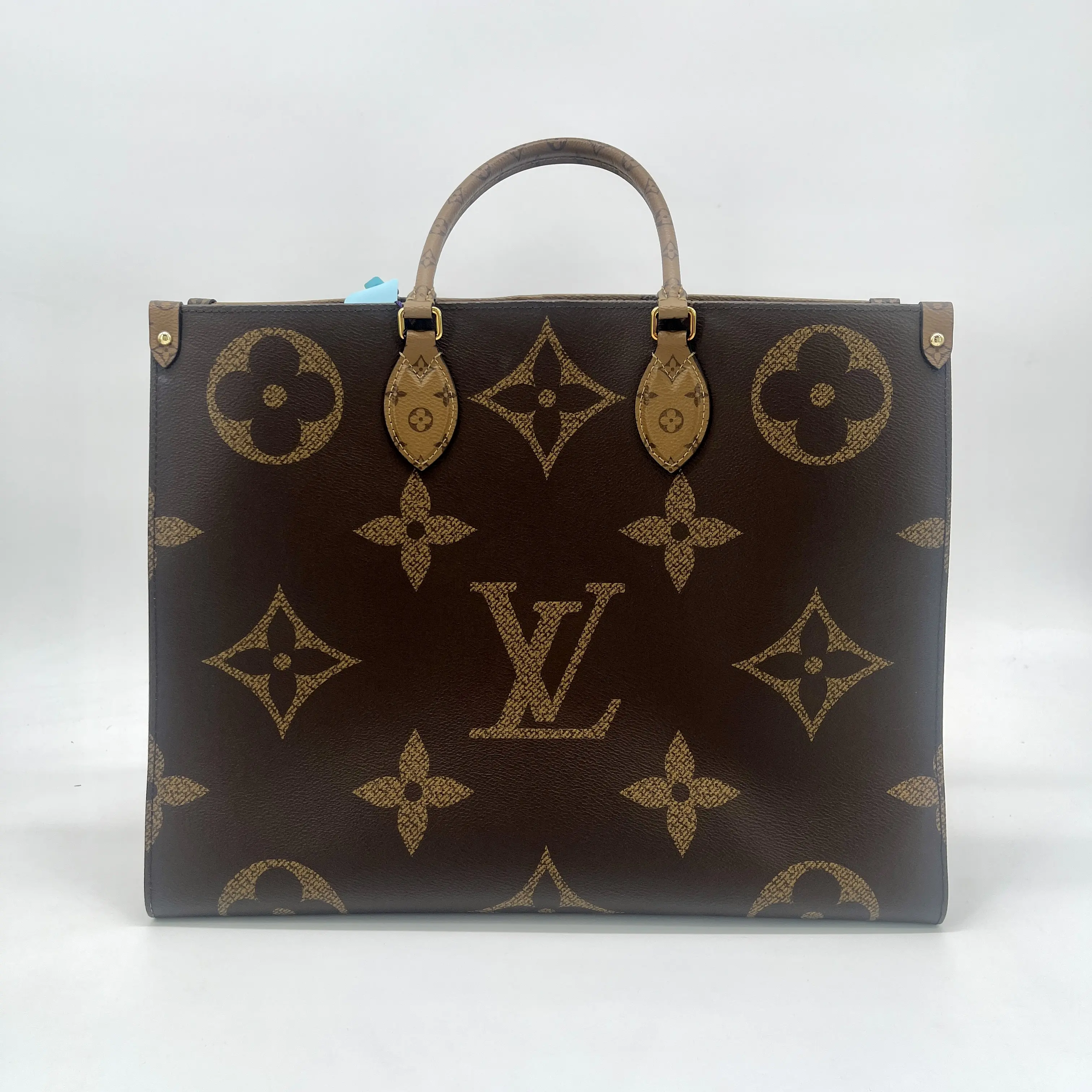 Pre-owned Louis Vuitton Reverse Monogram Tote Bags LV Onthego GM OTG Large coated Canvas Brown
