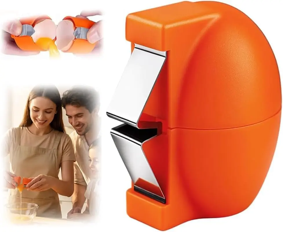 New Egg Shell Opener Egg Cracker Tool Stainless Steel, Multifunctional Egg Shell Opener for Raw or Hard-Boiled Eggs, Kitchen Gadget for Cooking Baking (Red) CLRZOL