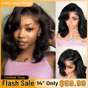 [Upgraded 7x6 Lace] Menglle Hair Glueless Pre Cut Lace 7X6 Bouncy Body Wave Lace Front Wigs Ready To Go Short Bob Human Hair Wigs Side Part Beginner Friendly#springfresh#GiftedInLove