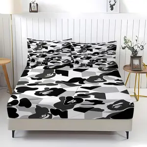 Camouflage printed pattern bed sheet, Army bed sheets, comfortable printed pattern, including 1 bed sheet and 2 pillowcases, comfortable bedding, anti slip dust cover suitable for bedrooms and guest rooms, suitable for children or adults as gifts