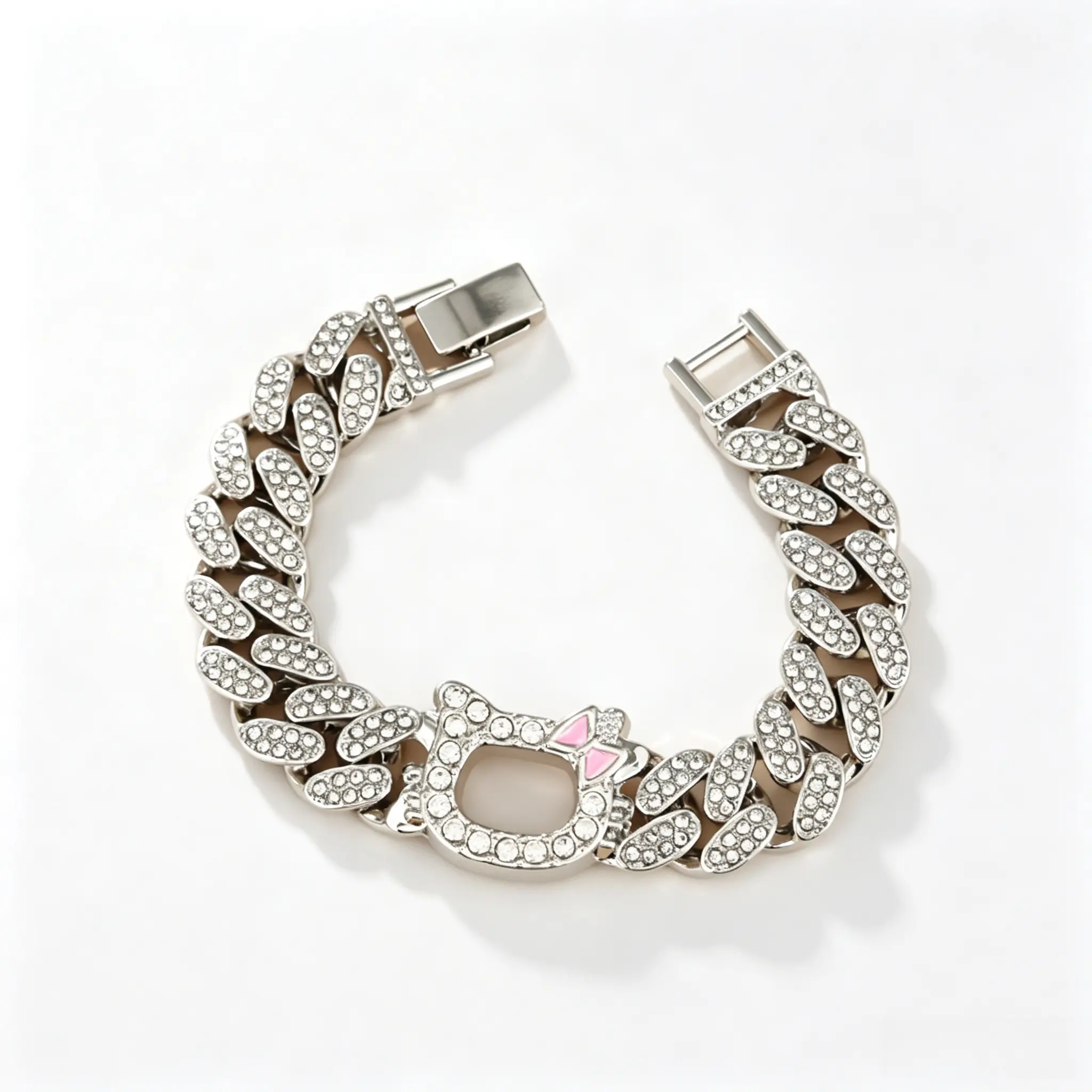 Sanrio Hello Kitty Full‑Diamond Bracelet Sparkling Rhinestone Pave Inlaid Adjustable Chain Cute Cartoon Fashion Wrist Jewelry Y2K Accessory for Girls Teens
