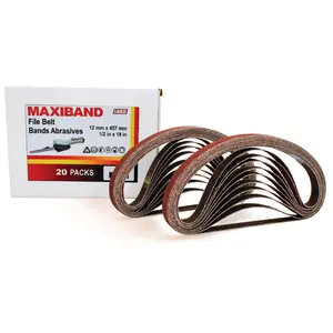 Heavy Duty Industrial Metal File Sanding Belt, 1/2 in x 18 in, 60G Grit, 20-Pack, Model 31746