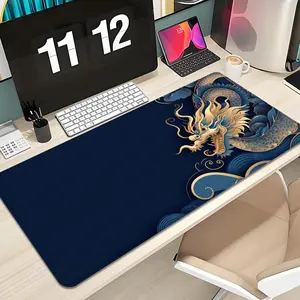 Blue Flying Dragon Art Painting Mouse Pad Design XXL 1000×500mm 900×400mm 800×400mm 600x300mm Large Gaming Mouse Pad - Extended, Thick, Non-Slip Rubber Base Desk Mat with Precision Stitched Edges - Washable Large Desk Pad Non Slip Mousepad