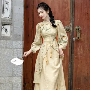 Chinese Button Knots Cheongsam Dress For Women