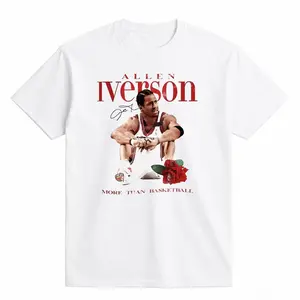 Allen Iverson More Than Basketball Casual Graphic Print Short Sleeve Crew Neck T-Shirt made Vintage God's Plan Retro Unisex shirt