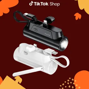 TikTokShopfalldealsforyou 8000mAh Portable Capsule Mobile Power - Mini USB-C Charging with Dual Inputs and 18W Fast Charging - Rechargeable Mobile Power with Stand for On-the-go Use Plug and Play, for Apple, Android,Gift,Springtok