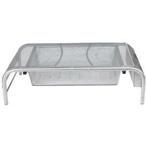 Mind Reader Metal Mesh Monitor Stand with 2 Compartments