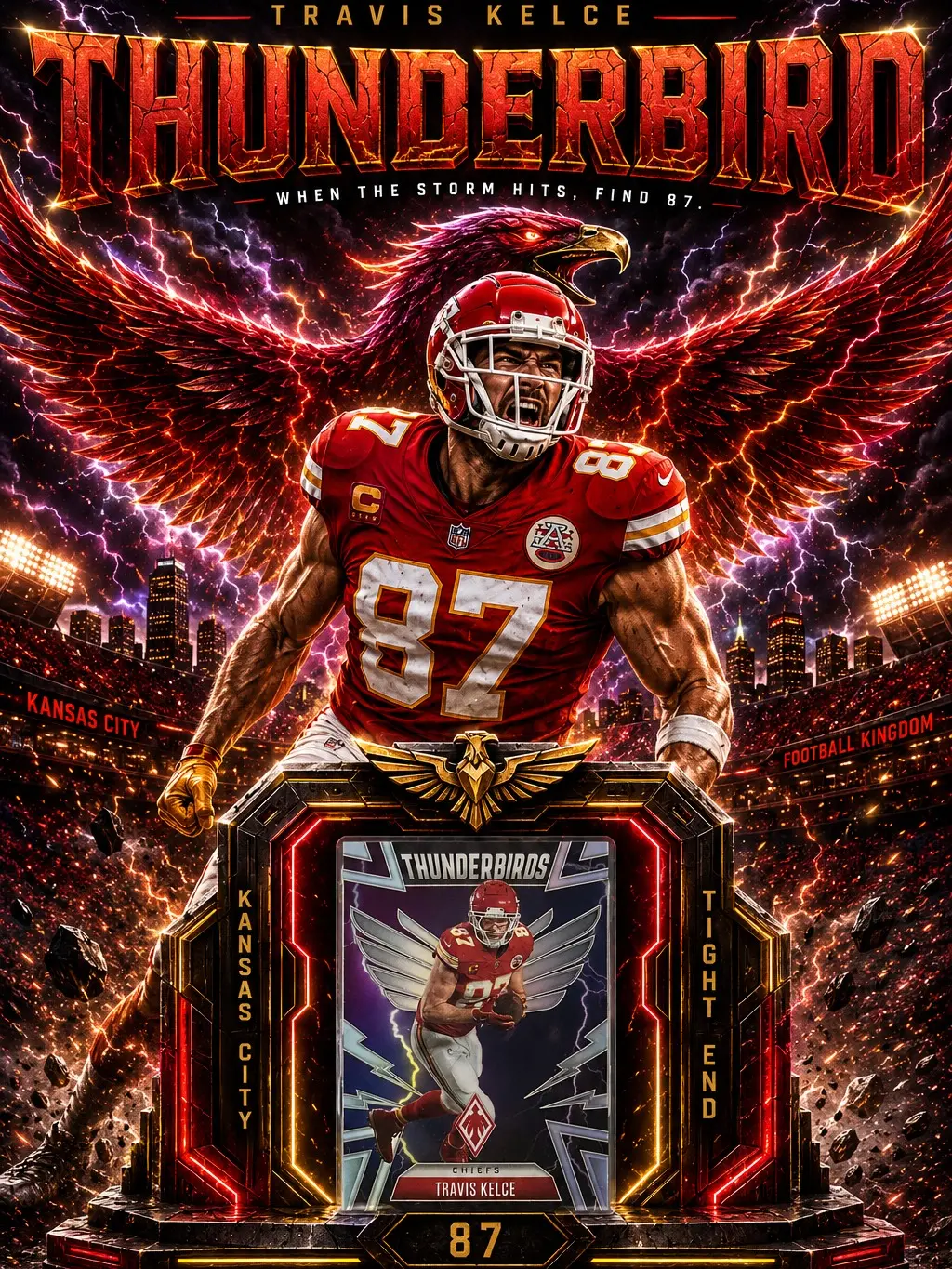 Travis Kelce 2025 Panini Phoenix Thunderbirds #25 Chiefs Insert Card