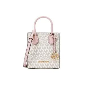 Michael Kors Mercer Monogram Logo Tote Bag in Vanilla White and Blossom Pink