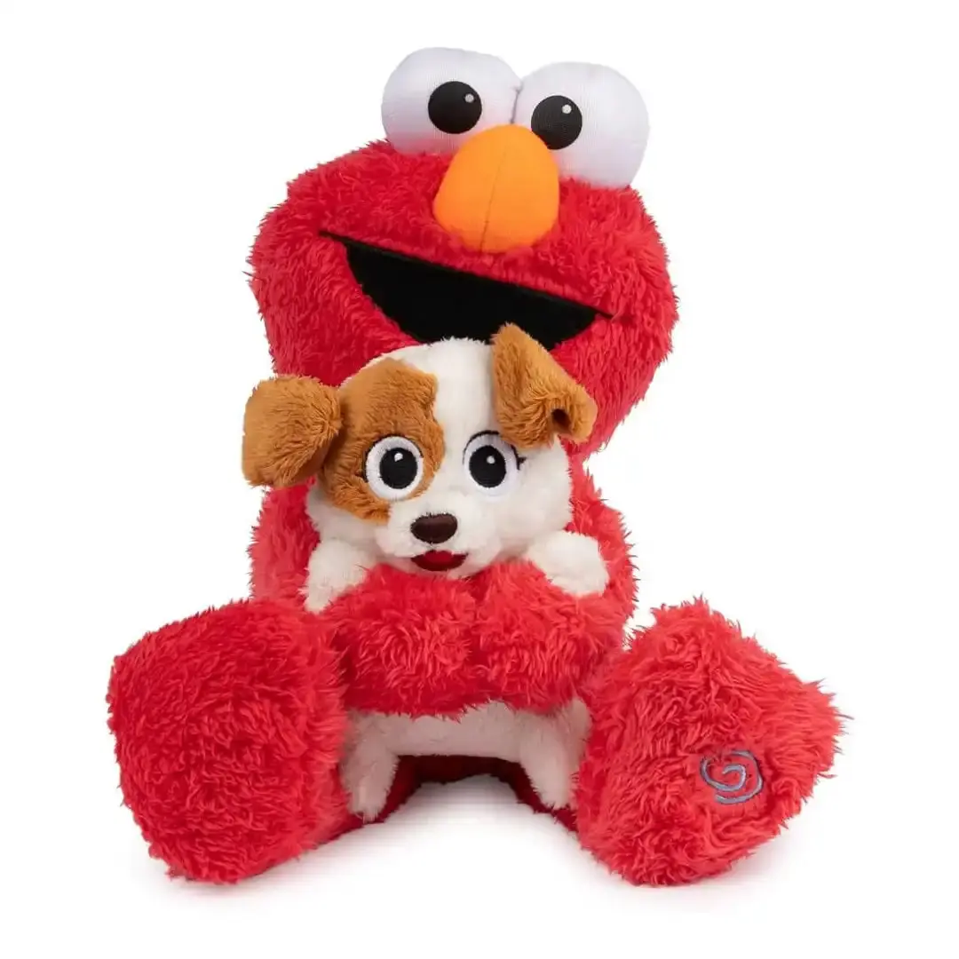 GUND Sesame Street Furry Friends Forever Dance & Play Elmo and Tango Mascot Stuffed Toy - 13in Fluffy Fabric Plush, 3 AA Batteries, 3 Songs, 6 Animated Movement Play Sequences, Light-Up and Melody Function, for Toddler Learning Activities