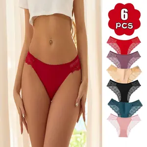 Intimate underwear series 12 pieces multi-color women's underwear lace decoration women's breathable seamless underwear with lace decoration - soft pink, mint green, lavender purple - elegant, cute, no-sew design for wedding girls  Panties Lingerie