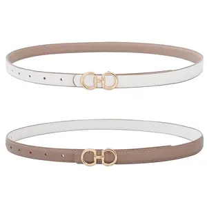 AWAYTR Womens Reversible Thin Belt Skinny Waist Leather Belts with Horseshoe Buckle 2 in 1 Ladies Fashion Belt for Jeans Dress TikTokShopBlackFriday