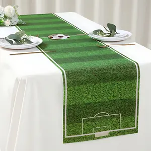 1 piece, 70.9*13.8 inches, green football field table flag Table Runner - football themed party decoration, suitable for birthdays, baby showers and sports events, table decoration, football party decoration