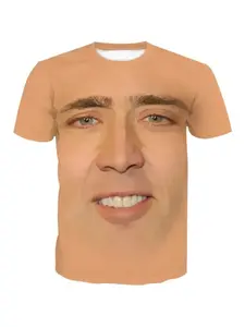Funny Nicolas Cage Face Graphic T Shirt for Men Tee Shirts 3D Humor Fun Printing T-Shirt Fashion Cool Kids Tops Womens Clothing