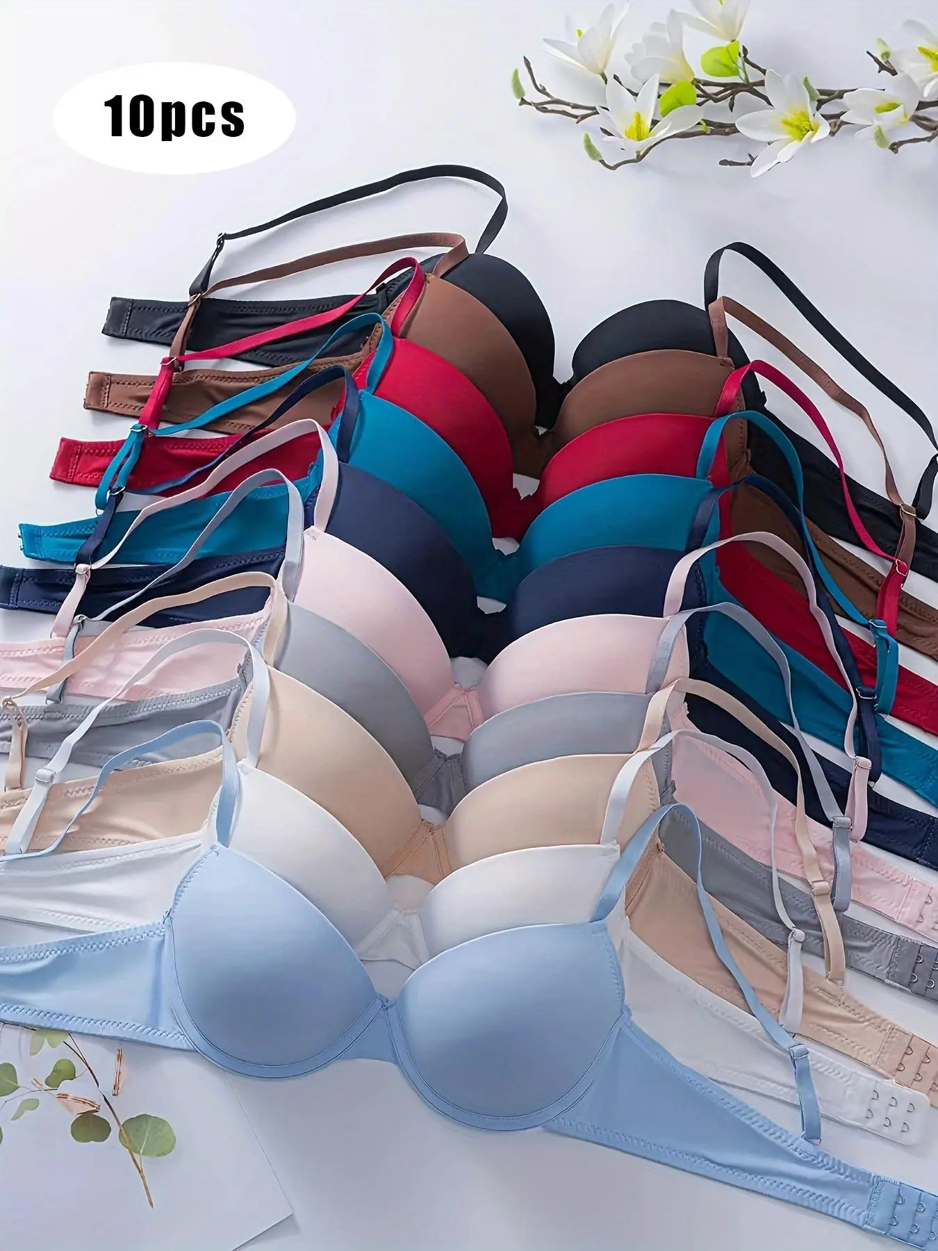 Women's Underwire Bra Set, Medium Support, Casual Fitted Design, Adjustable Buckle Closure, All Season Comfort, Everyday Essential Bra, Daily Wear Underwear