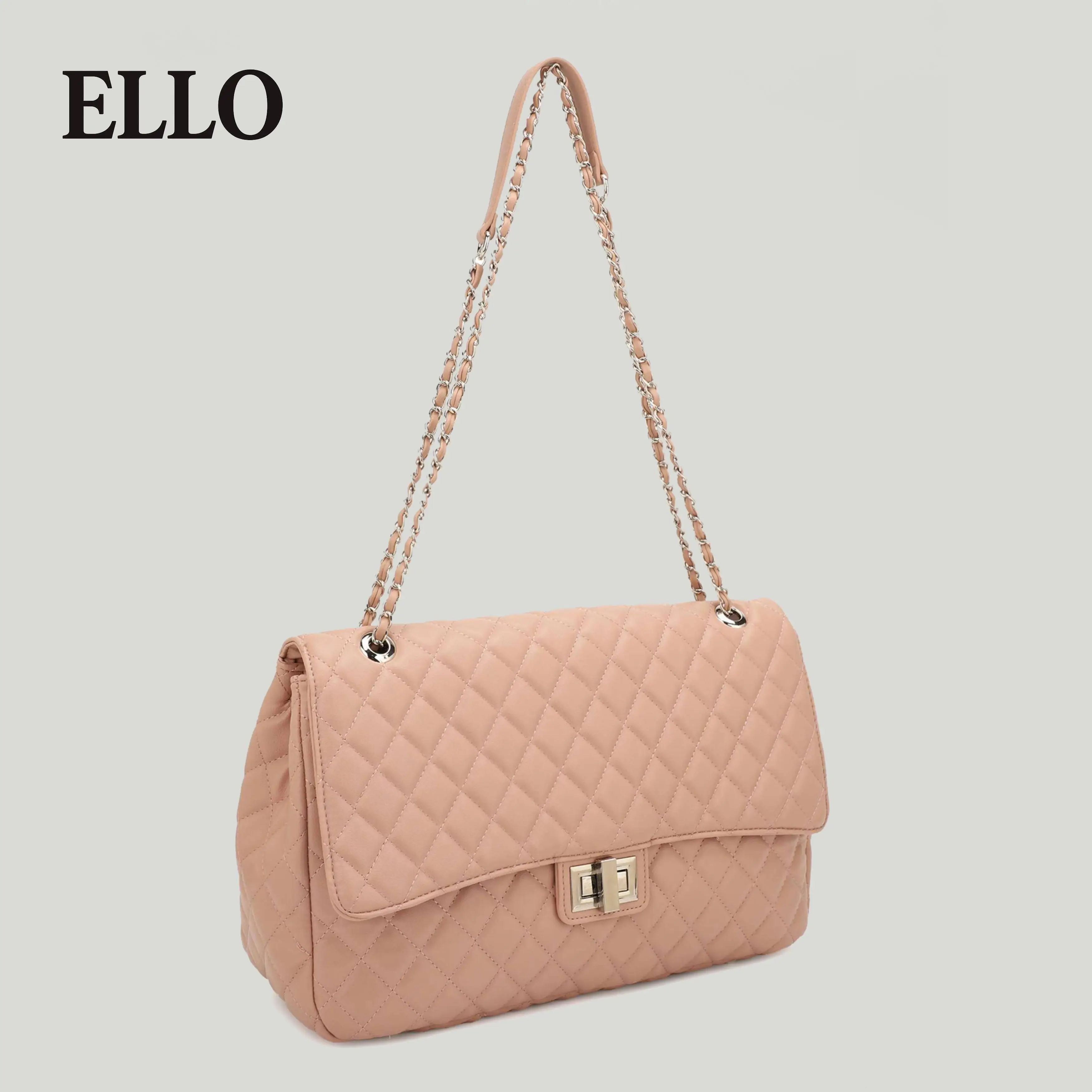 Women’s Quilted Large Capacity Crossbody Bag – Soft Vegan Leather Shoulder Purse with Chain Strap & Turn-Lock Flap, Perfect for Daily Use, Travel & Da