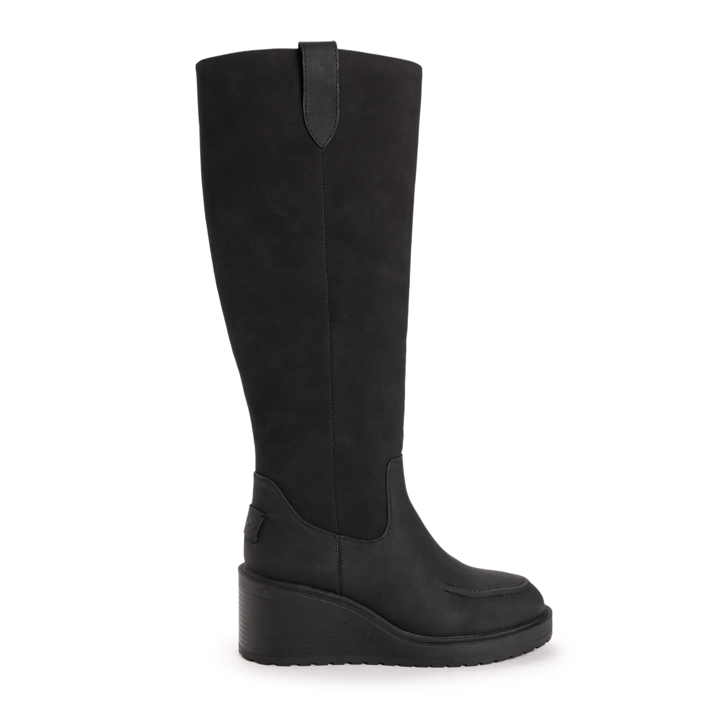 Muk Luks Women's Sloane Tall Wedge High Heel Boot - Cozy Liner, Side Zip, Boot Shaft Pull Loops, Memory Foam, Comfortable Heels, Effortless Wear